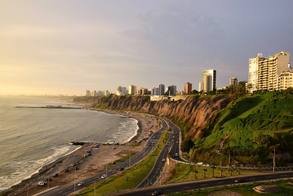 The coastline of Miraflores, Lima, from Barranco