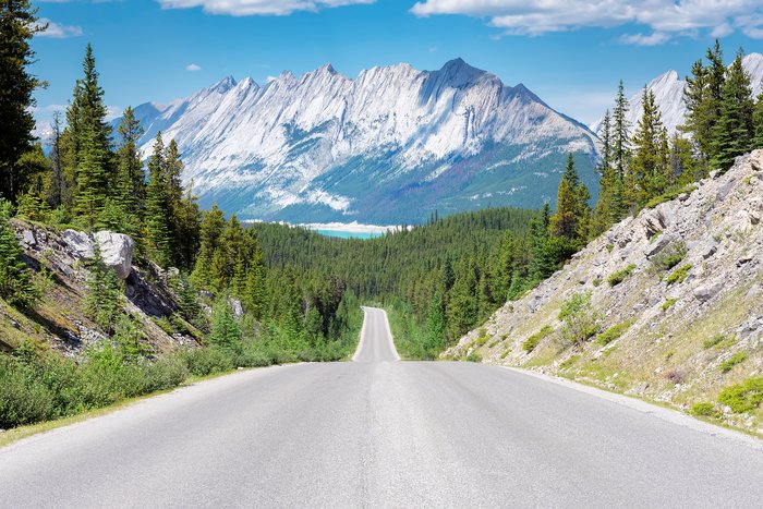 Highway through Jasper National Park