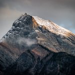 Fresh snow on a sunlit peak in the Canadian Rockies