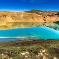 North Iceland's Viti crater is filled with a bright blue lake