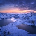 A stunning fjord sunrise above the Arctic Circle