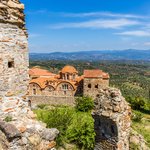 Byzantine church and the ruins of Mystras