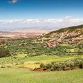 Small villages dot the foothills of the Atlas Mountains