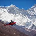 Flying by helicopter through the Everest region
