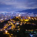Aerial view of Medellín's skyline after dark