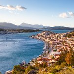 The Island of Poros and Peloponnese Mountains