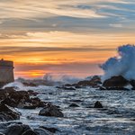 Crashing waves in Porto, Portugal's second largest city