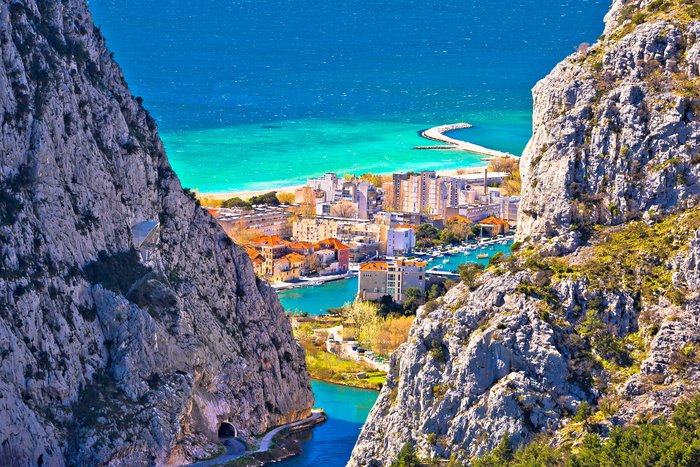 Town of Omiš, seen through the Cetina River Canyon