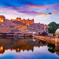 Jaipur's Amer Fort reflects in nearby Maota Lake