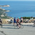 Cyclists overlooking the bay in Calvi