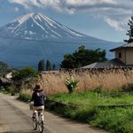 A biker enjoying mountain views