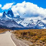 Blue skies above Argentina's Mount Fitz Roy.