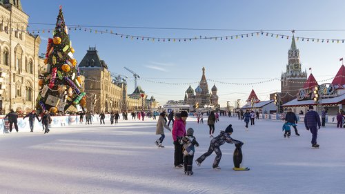 Ice skating in Moscow's Red Square