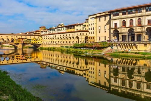 Shop along medieval Ponte Vecchio before visiting the Uffizi Gallery