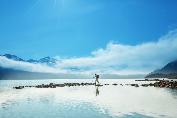 The turquoise waters of Garibaldi Lake near Whistler