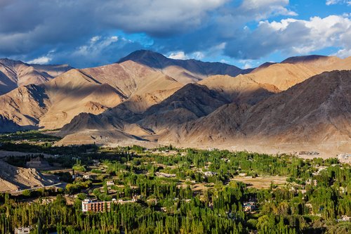 View of Leh from above from Shanti Stupa