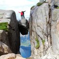 Would you stand here? The Kjerag boulder hanging 960 meters / 3150 feet above sea level! 