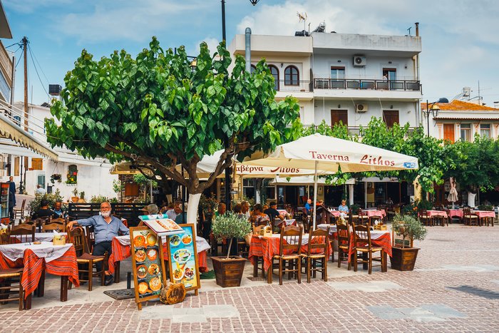 Taverna in a square on Crete