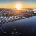 The sun sets over the Ria Formosa and Faro