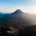 Sunrise and mist at Batur volcano, Kintamani, Bali, Indonesia