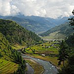 Shivalaya village overlooks a lush valley and the Khimti Khola River