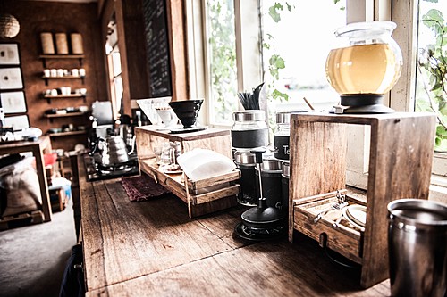 Inside the cozy Kar.ma Coffee shop