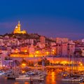 Old port at dusk in Marseille