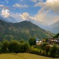 The village of Ghandruk with Annapurna South towering in the background