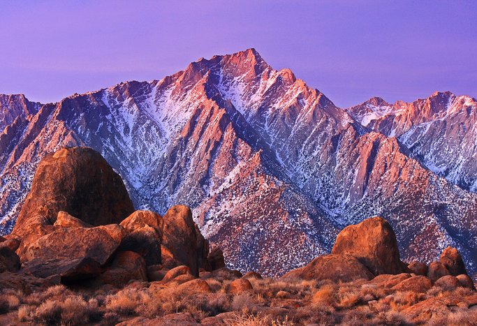 Mount Whitney and the Alabama Hills in the Sunset