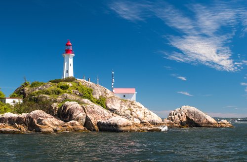 Scenic lighthouse along the Sea-to-Sky Highway