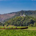 Tourists on a boat in the Shan State
