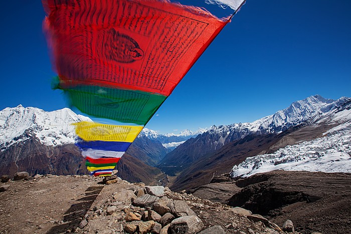 Buddhist prayer flags on the trail