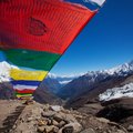 Buddhist prayer flags on the trail