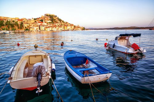 Local fishing boats off the coast of Old Town Sibenik