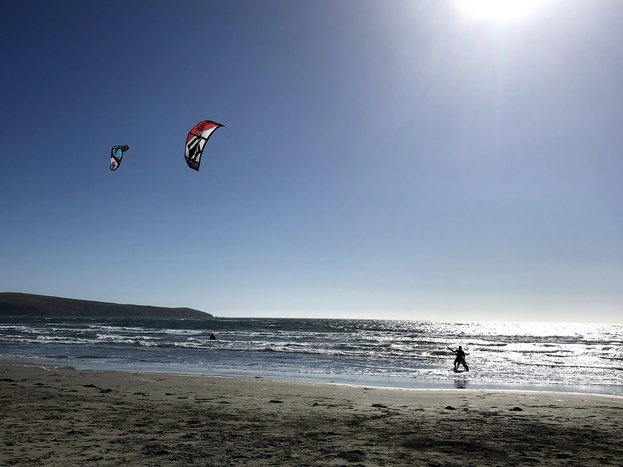 Kite surfers at Dillon Beach