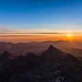Sunrise over Mount Triglav, the highest peak in Slovenia and the Julian Alps, located within Triglav National Park 