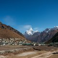 View of lower Pangboche village with Ama Dablam in the background