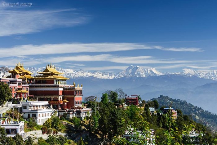 Namobuddha Monastery with the mountains in the background
