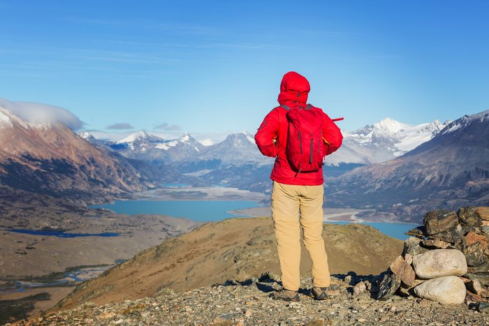 A hiker enjoying the views in Patagonia