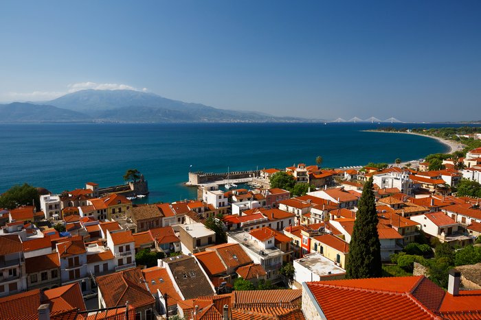 The historic red roofs of Nafpaktos