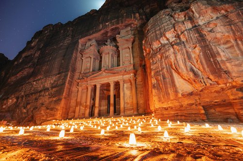 Petra candlelit at night
