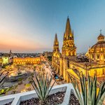 View over Guadalajara's Plaza de Armas and Cathedral