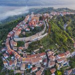 Red-roofed homes of Motovun, a hill town in the the Istrian peninsula