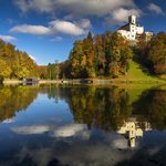 Trakošćan Castle in the Zagorje region on a sunny fall day