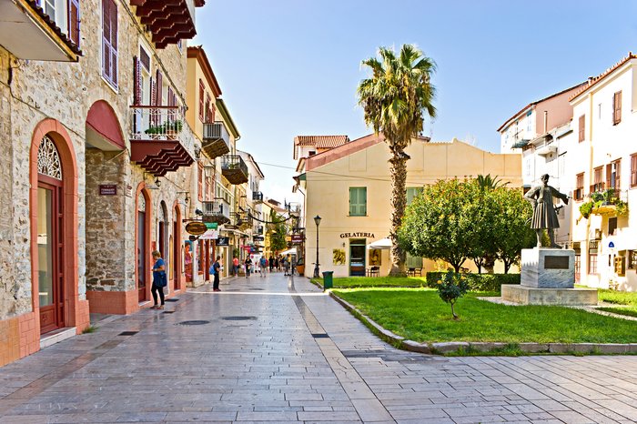 One of the main shopping streets in Nafplio