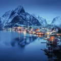 Lofoten's village of Reine after dusk