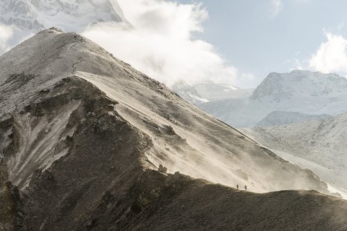 Hiking a ridgeline near Kyanjin Gompa, Langtang Trek, Nepal