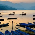 Boat rides at sunset on Phewa Lake
