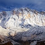 Morning view of Mount Annapurna from Annapurna Base Camp