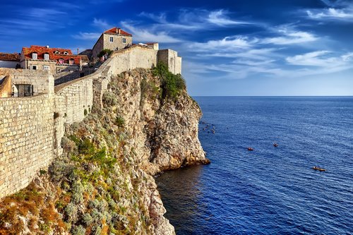 Dubrovnik's old city walls look out to the Adriatic Sea
